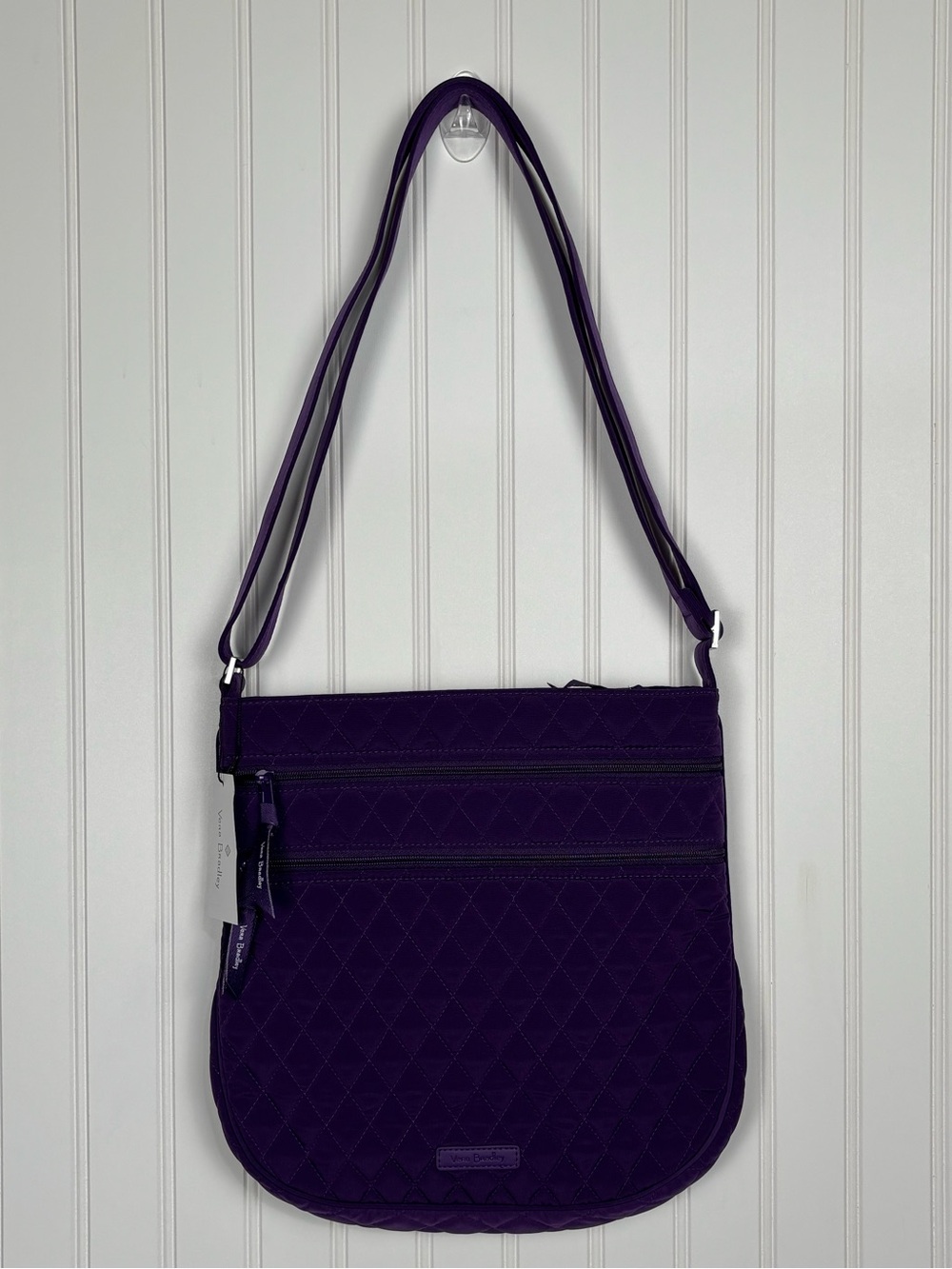 NWT Vera Bradley Trio Zip Hipster Elderberry Quilted Cotton Crossbody Purse